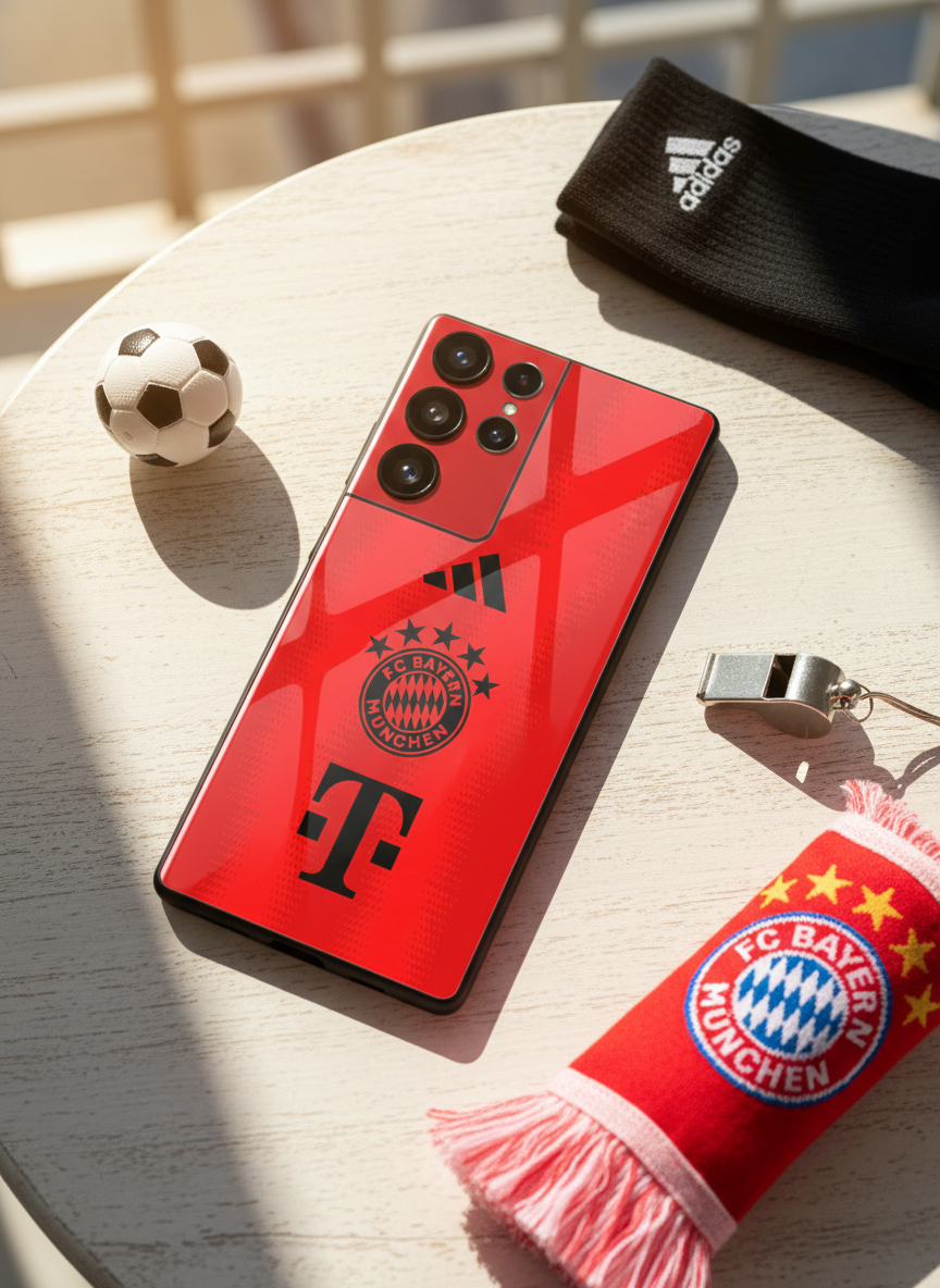 red armour Premium Glass Back Cover For Galaxy S, A, M & F Series