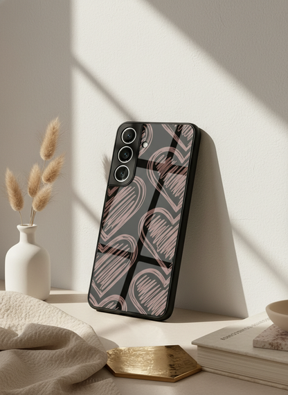 Heartlines Premium Glass Back Cover For Galaxy S, A, M & F Series