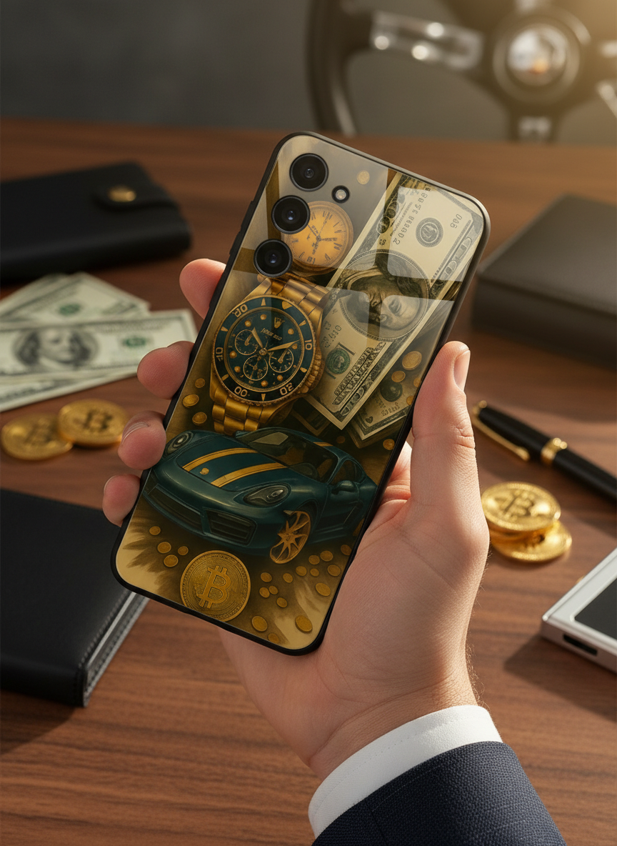 Crypto King Premium Glass Back Cover For Galaxy S, A, M & F Series