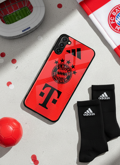 red armour Premium Glass Back Cover For Galaxy S, A, M & F Series