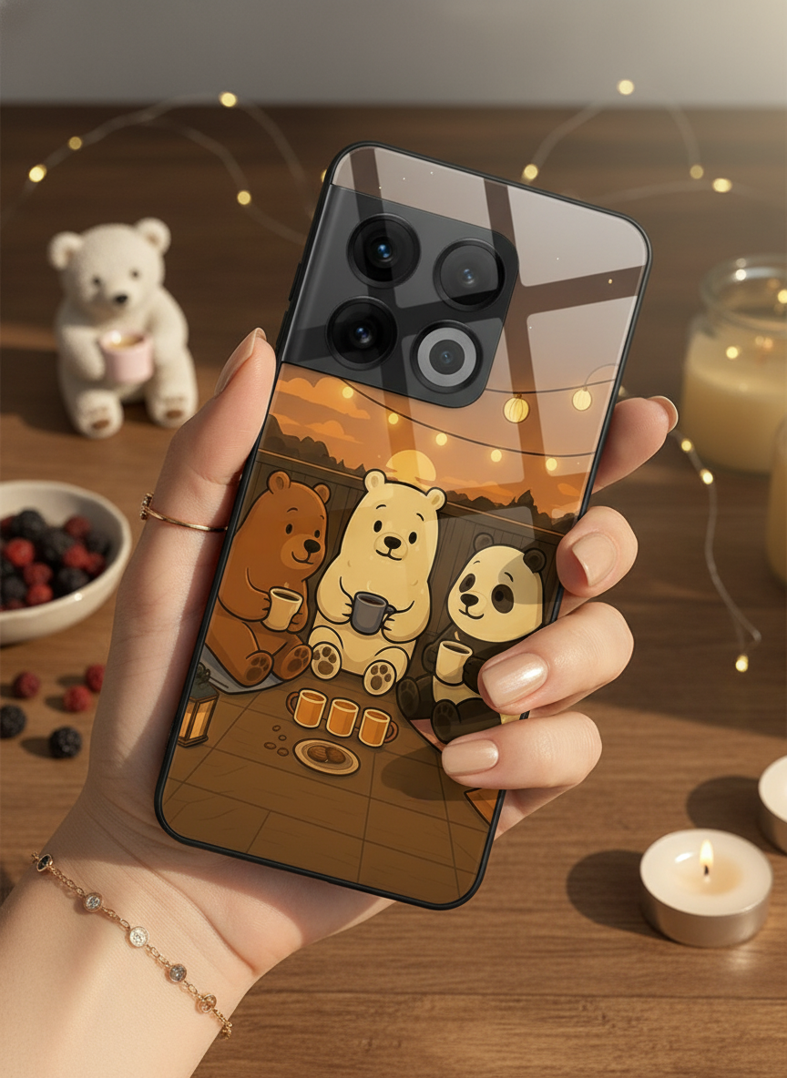 Tea Time Trio Glass Back Cover For One Plus 13, 12, 11, 10, Nord Series