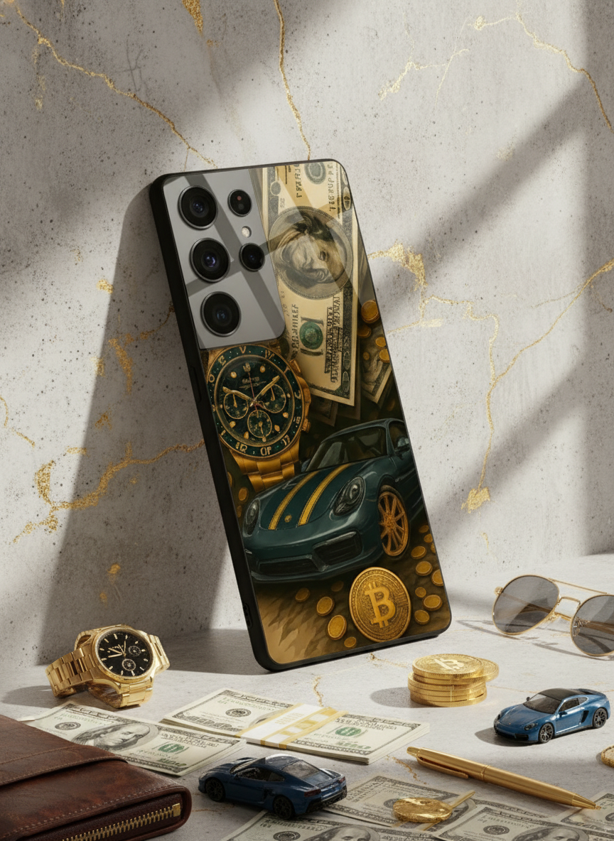 Crypto King Premium Glass Back Cover For Galaxy S, A, M & F Series