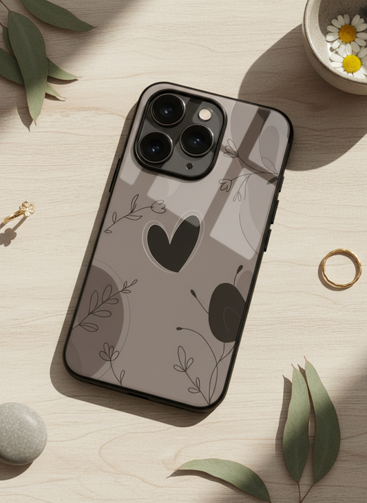 Muted Hearts Premium Glass Back Cover For iPhone 11-17 Models