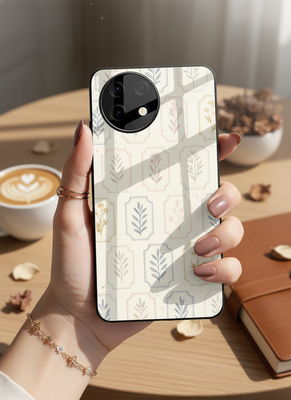 Floral Checks Premium Glass Back Cover For One Plus 13, 12, 11, 10, Nord Series