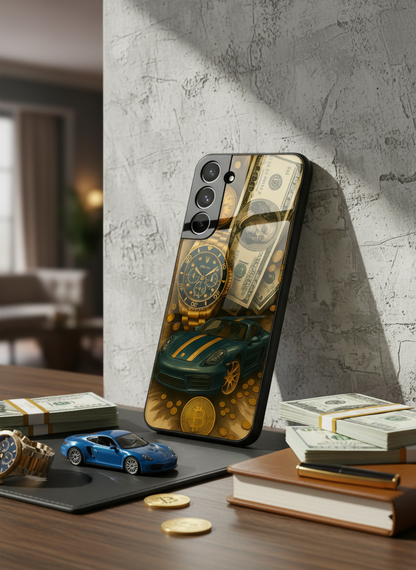Crypto King Premium Glass Back Cover For Galaxy S, A, M & F Series