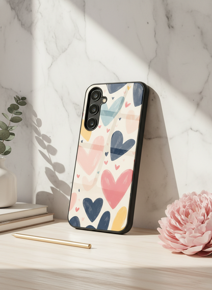 Painted Love Premium Glass Back Cover For Galaxy S, A, M & F Series