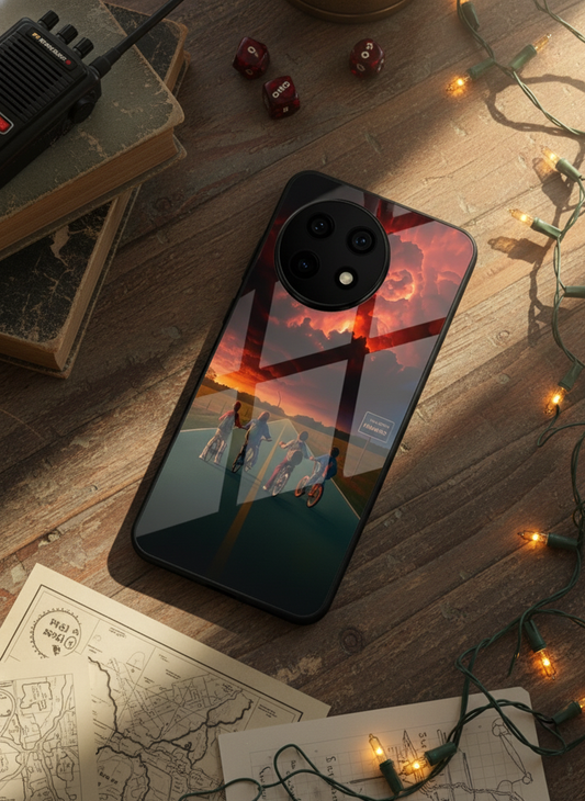 STRANGER THINGS- The Four Riders Premium Glass Back Cover For One Plus 13, 12, 11, 10, Nord Series