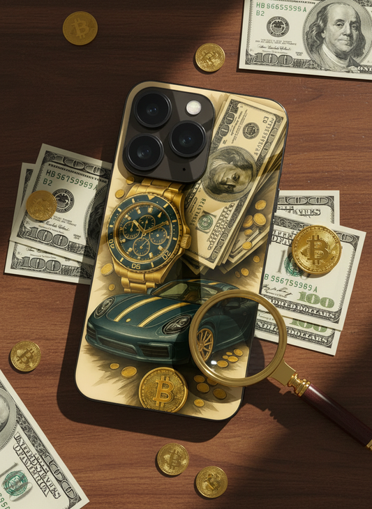 Crypto King Premium Glass Back Cover For iPhone 11-17 Models