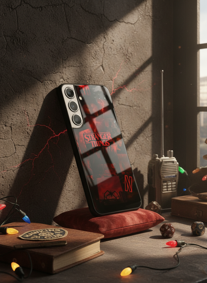STRANGER THINGS- Red Realm Edit Premium Glass Back Cover For Galaxy S, A, M & F Series