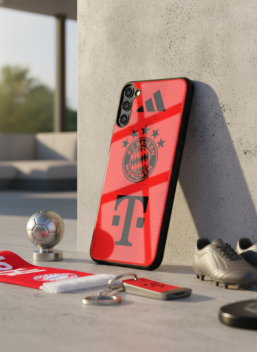 red armour Premium Glass Back Cover For Galaxy S, A, M & F Series