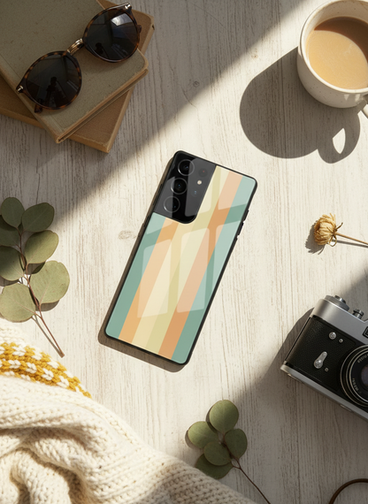 Abstract Strips Premium Glass Back Cover For Galaxy S, A, M & F Series