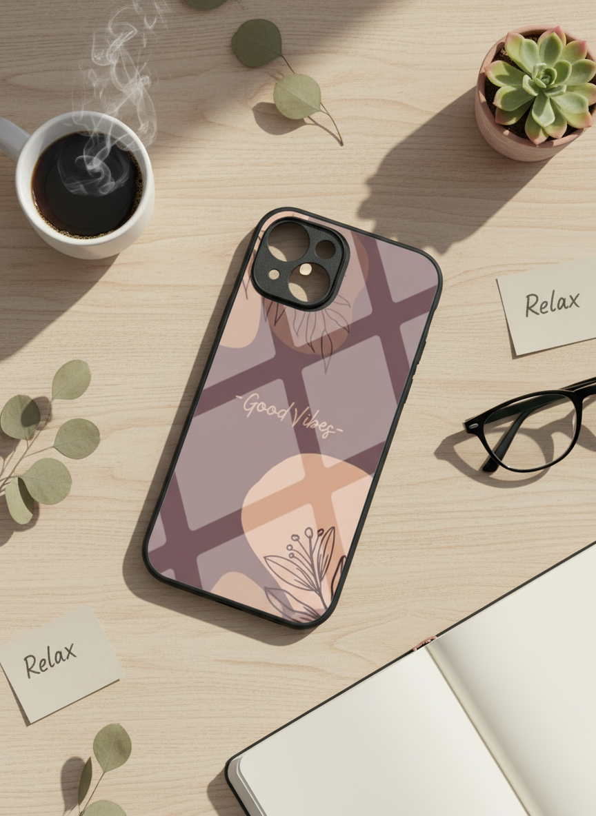 Calm Aura Premium Glass Back Cover For iPhone 11-17 Models