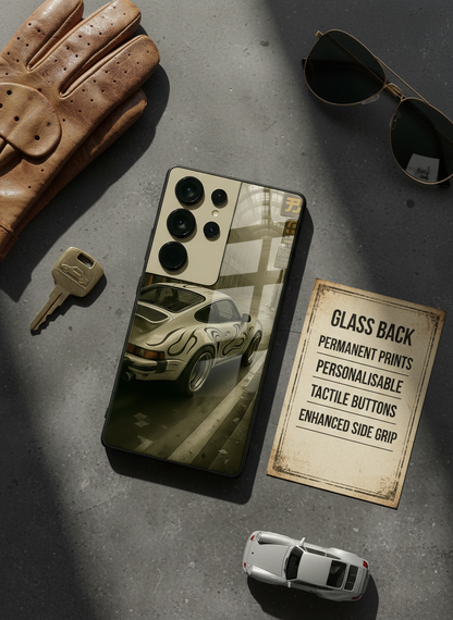 Urban Racer Premium Glass Back Cover For Galaxy S, A, M & F Series