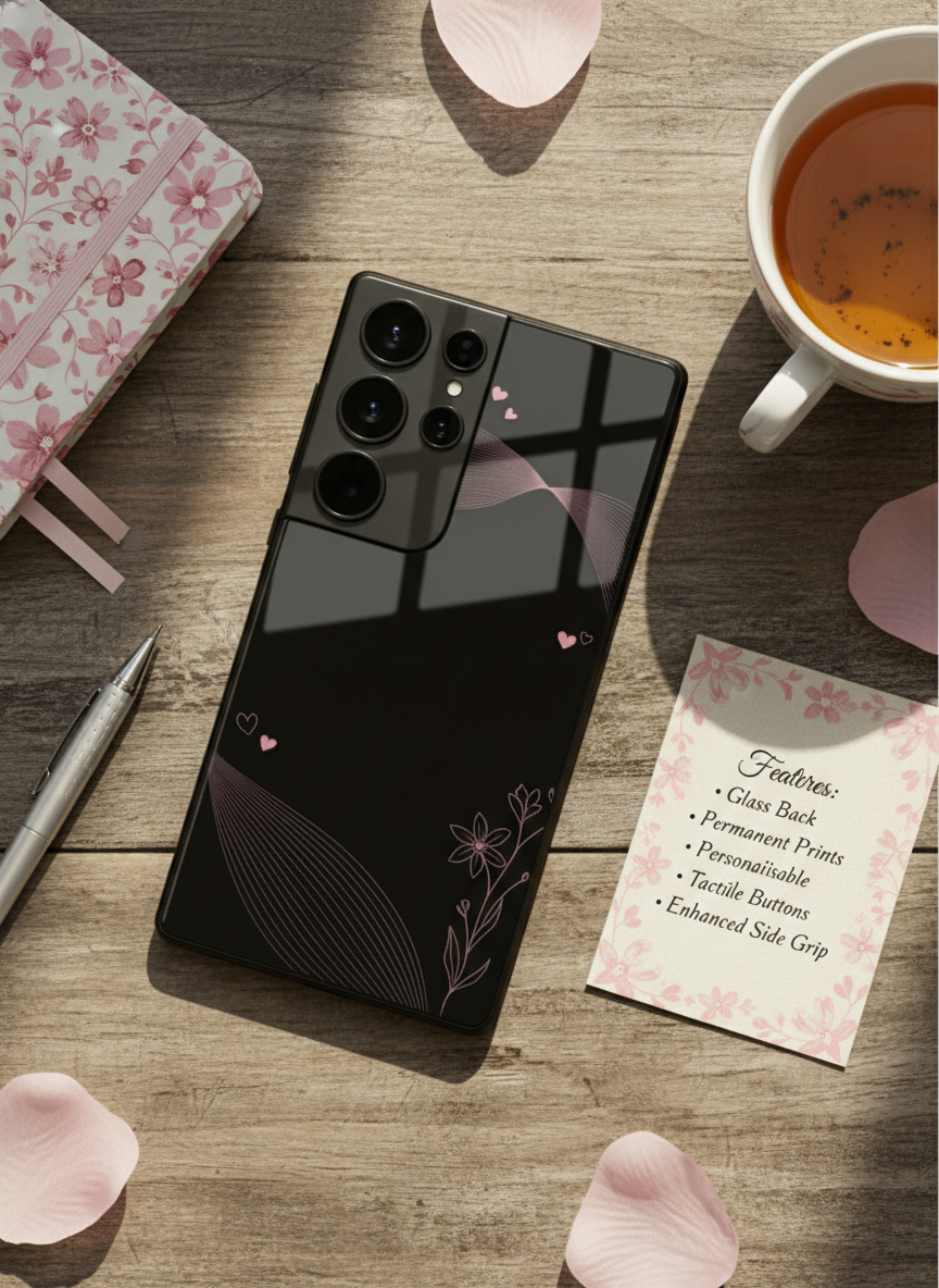 Velvet Bloom Personalised Premium Glass Back Cover For Galaxy S, A, M & F Series