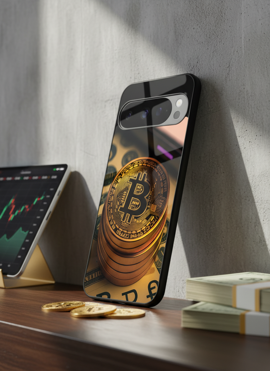 Bitcoin Blaze Premium Glass Back Cover For Google Pixel 7,8,9,10 Series