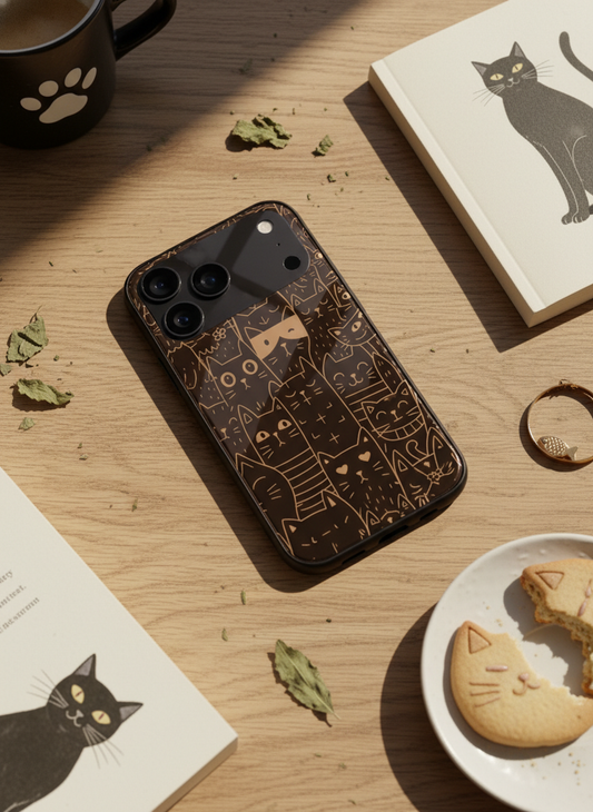 Meow You Too Premium Glass Back Cover For iPhone 11-17 Models