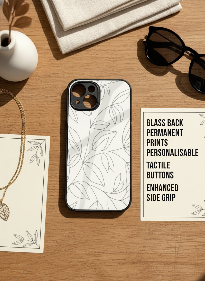 The Petal Sketch Premium Glass Back Cover For iPhone 11-17 Models