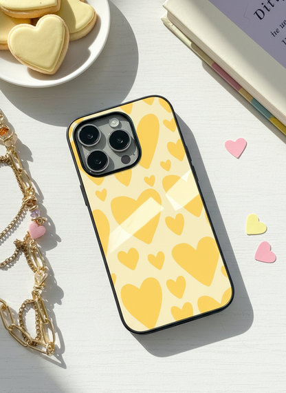 Golden Glow Premium Glass Back Cover For iPhone 11-17 Models