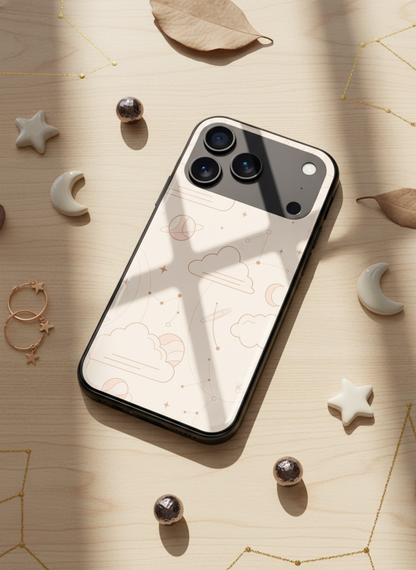 Celestial Love Premium Glass Back Cover For iPhone 11-17 Models