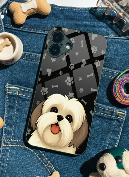 Fluffy Love Premium Glass Back Cover For iPhone 11-17 Models