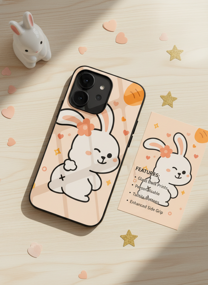 Bunny Pooh Premium Glass Back Cover For iPhone 11-17 Models