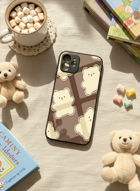 Teddy Overload Premium Glass Back Cover For iPhone 11-17 Models