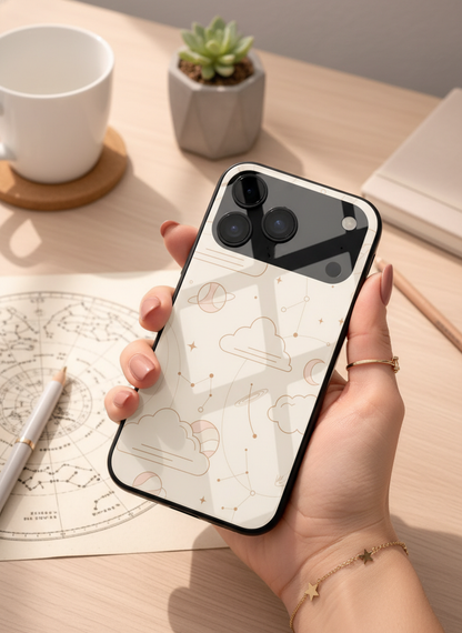 Celestial Love Premium Glass Back Cover For iPhone 11-17 Models