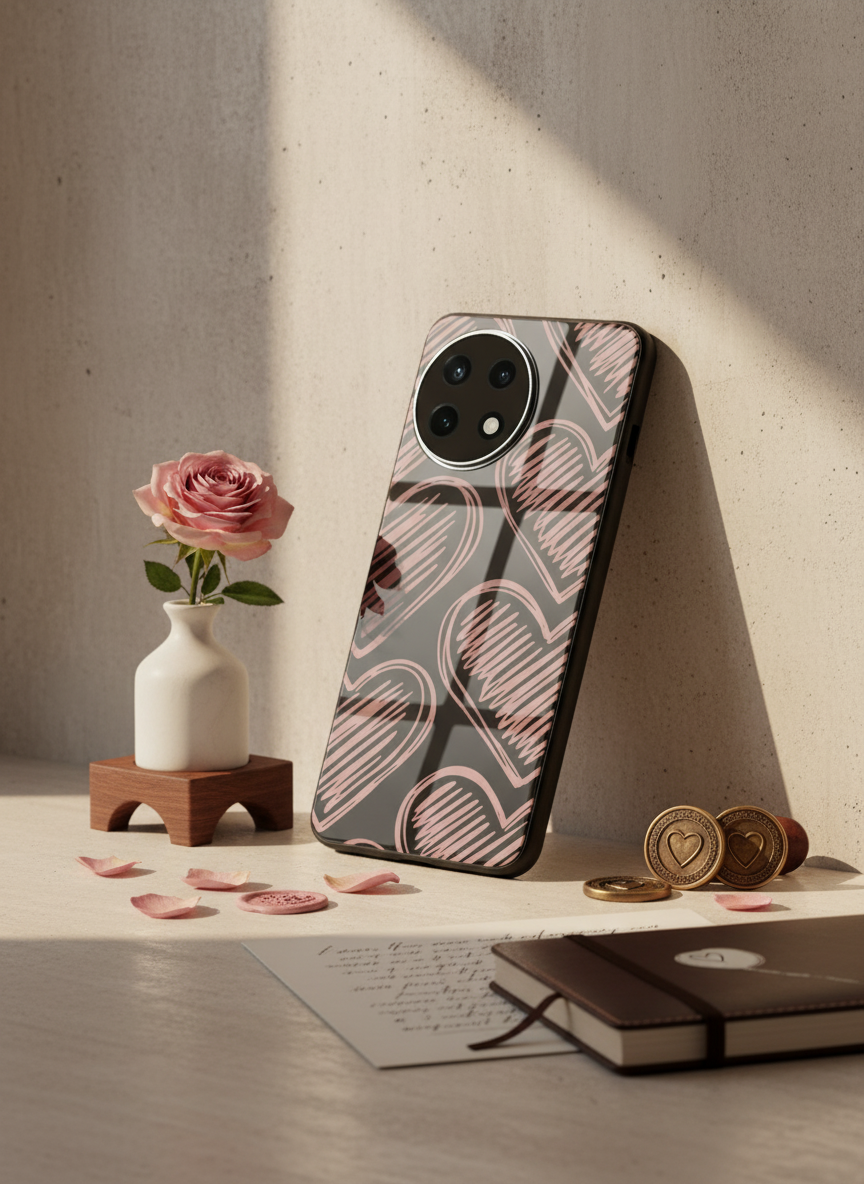 Heartline Glass Back Cover For One Plus 13, 12, 11, 10, Nord Series