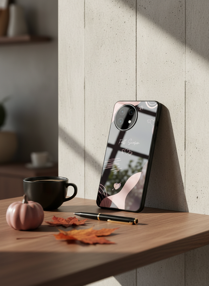 Autumn Heart Premium Glass Back Cover For One Plus 13, 12, 11, 10, Nord Series