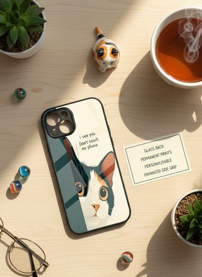 Sassy Cat Premium Glass Back Cover For iPhone 11-17 Models