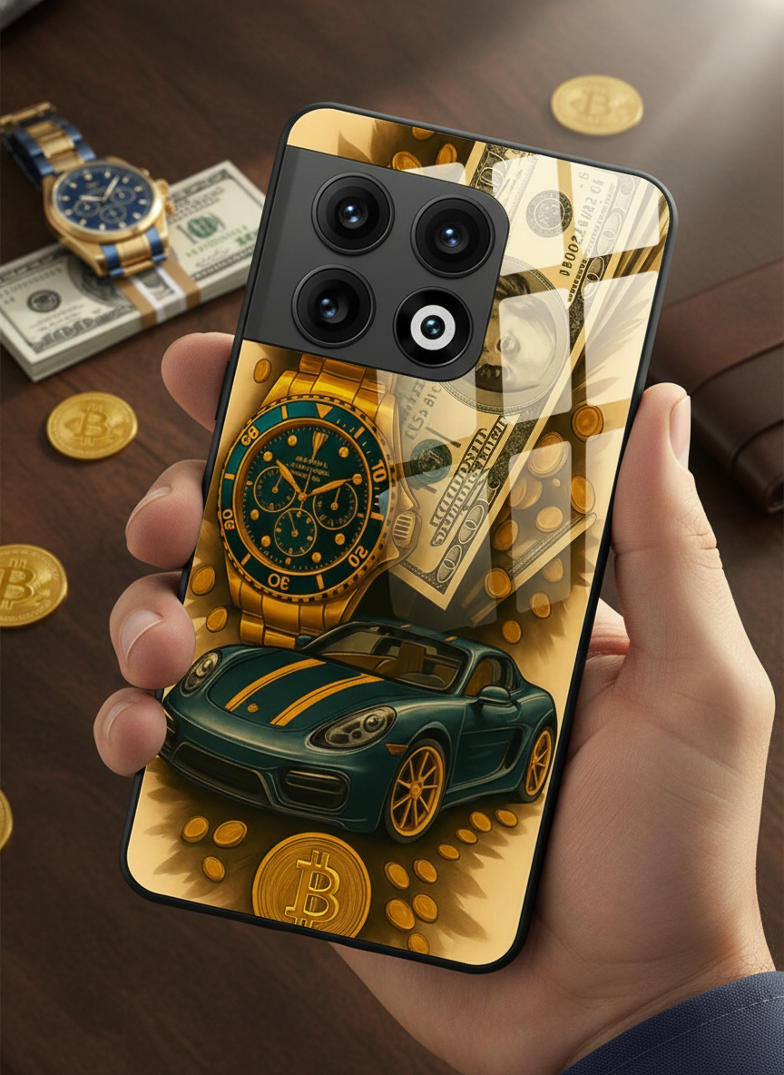 Crypto King Premium Glass Back Cover For One Plus 13, 12, 11, 10, Nord Series