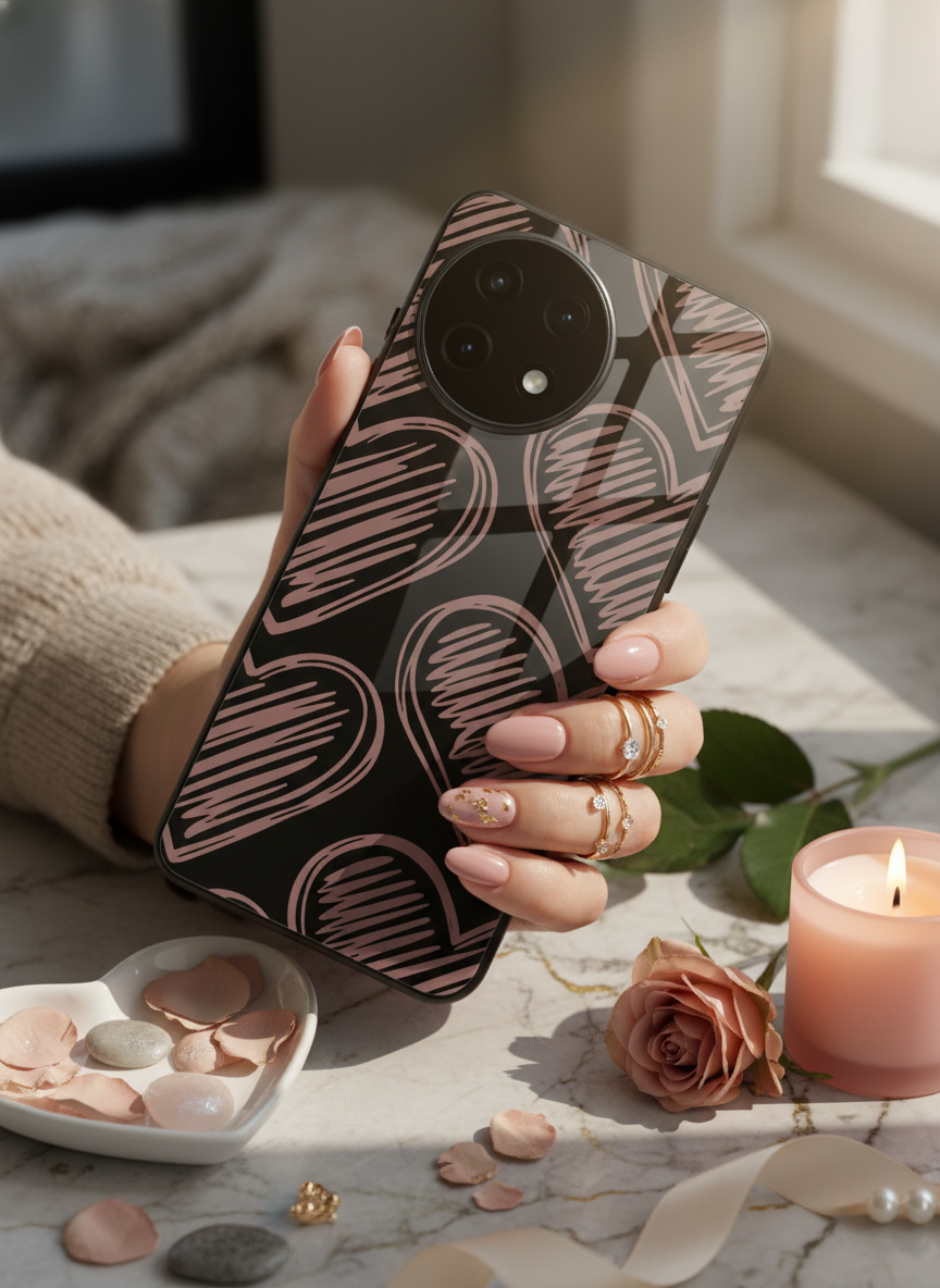 Heartline Glass Back Cover For One Plus 13, 12, 11, 10, Nord Series