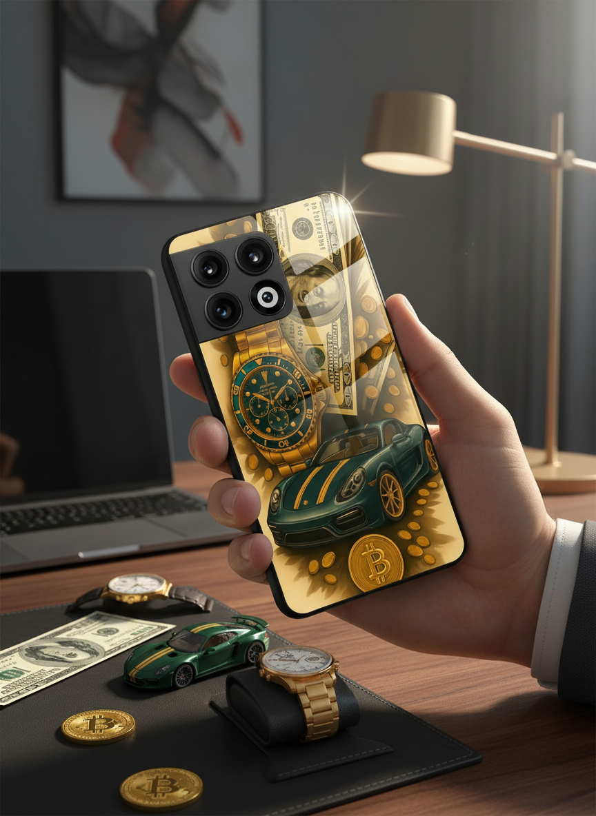Crypto King Premium Glass Back Cover For One Plus 13, 12, 11, 10, Nord Series