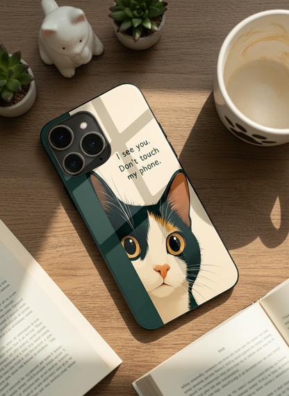 Sassy Cat Premium Glass Back Cover For iPhone 11-17 Models
