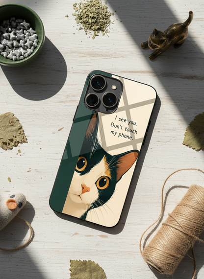 Sassy Cat Premium Glass Back Cover For iPhone 11-17 Models