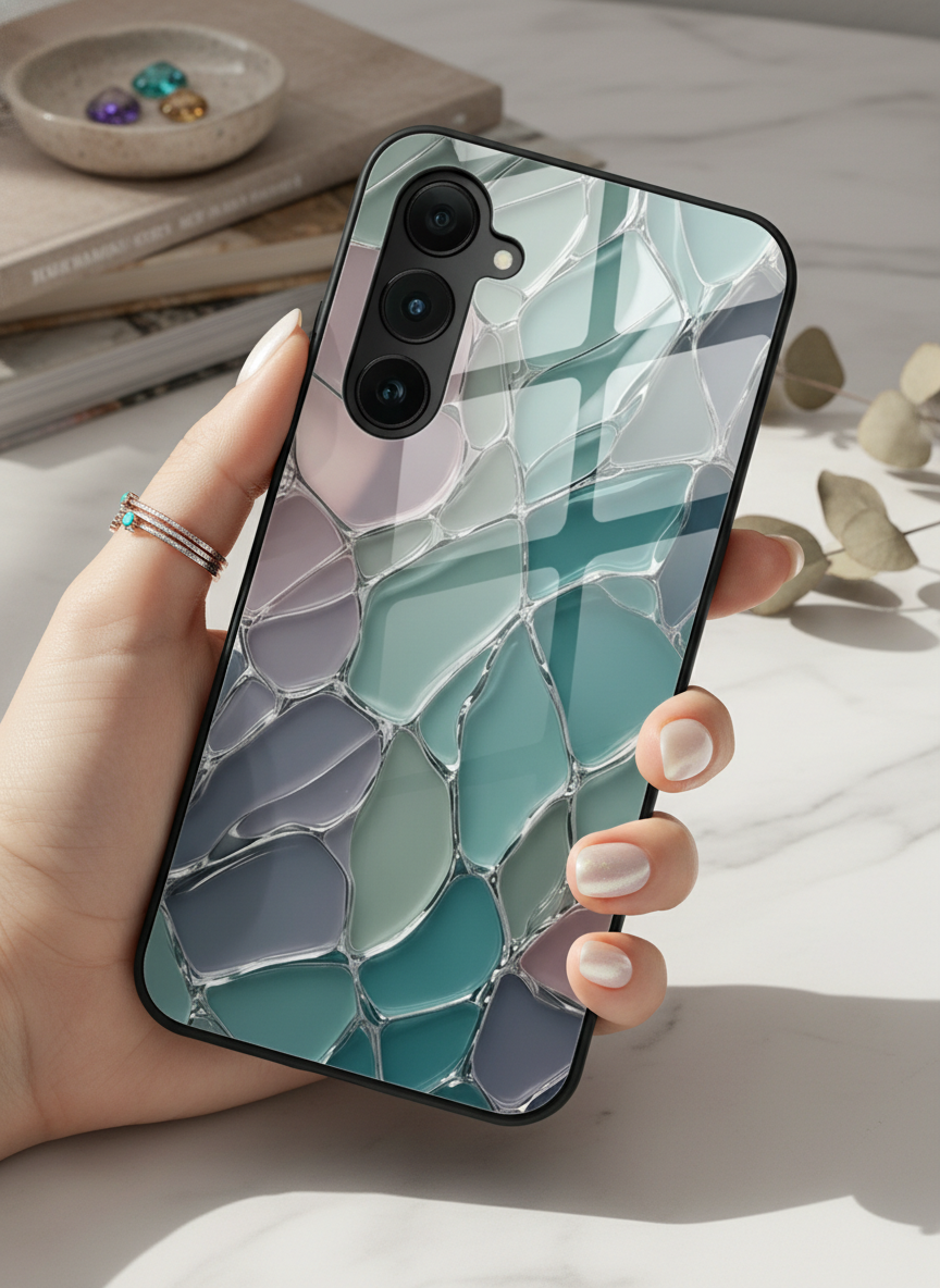 Ocean Glaze Premium Glass Back Cover For Galaxy S, A, M & F Series