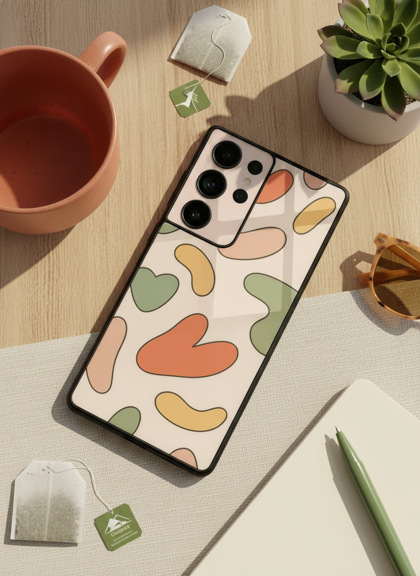 Heartsy Abstract Premium Glass Back Cover For Galaxy S, A, M & F Series