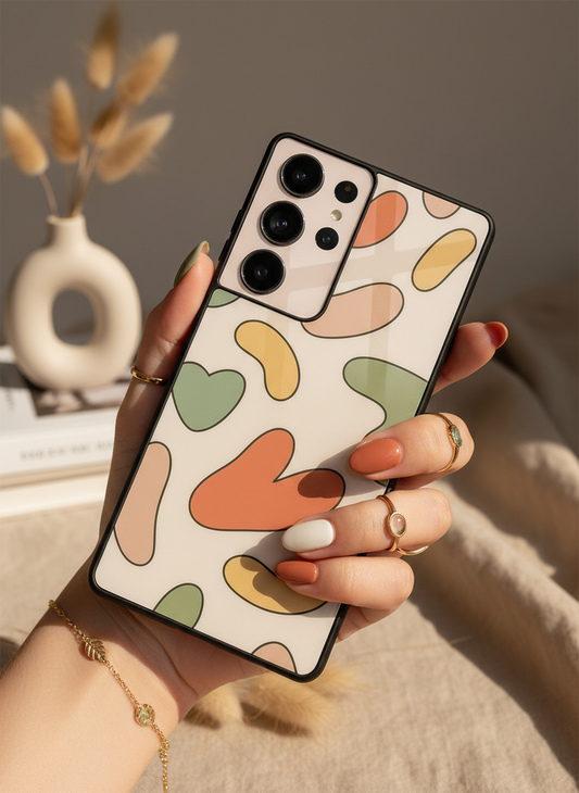 Heartsy Abstract Premium Glass Back Cover For Galaxy S, A, M & F Series