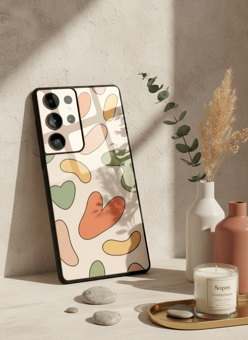 Heartsy Abstract Premium Glass Back Cover For Galaxy S, A, M & F Series