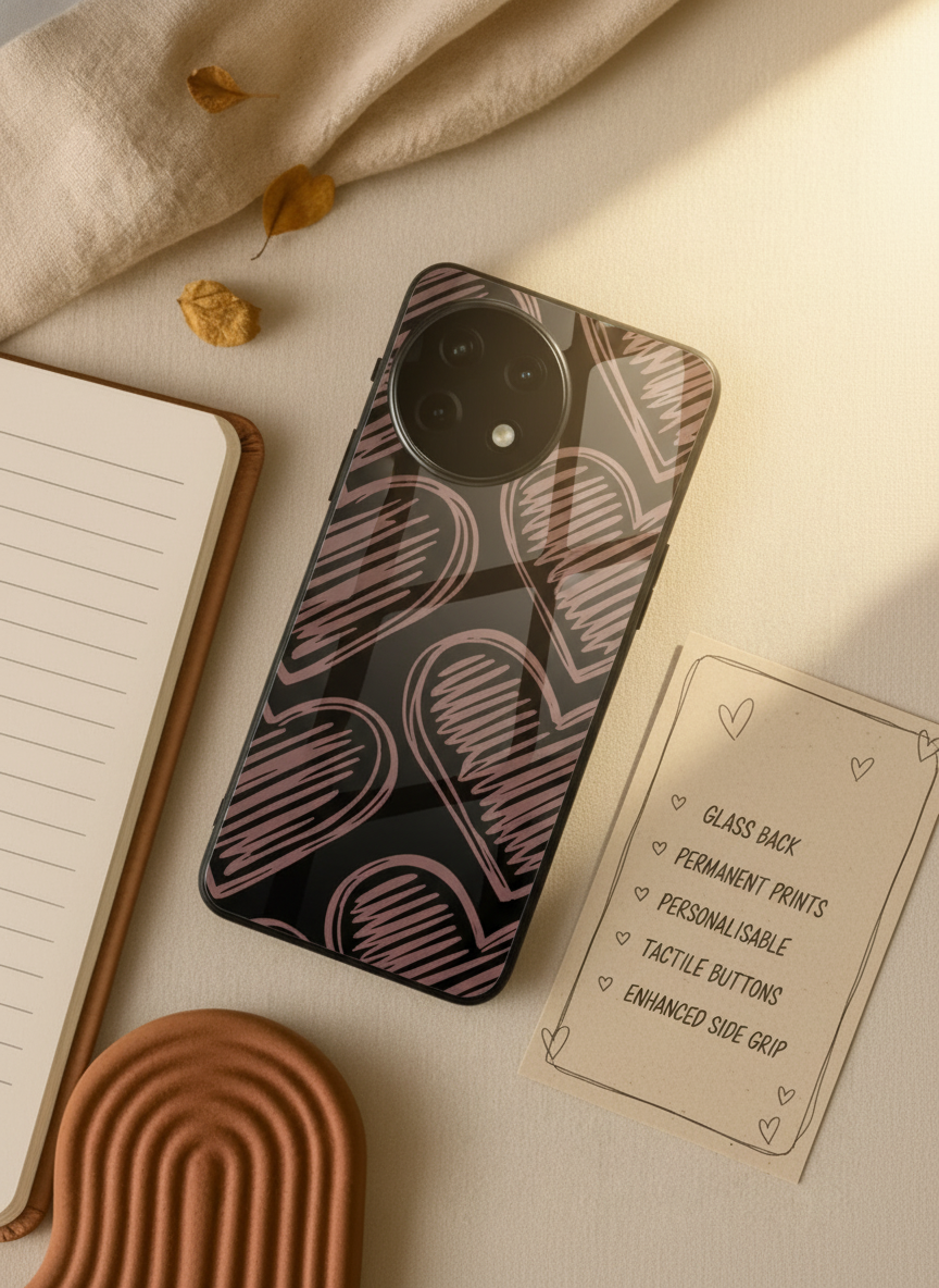 Heartline Glass Back Cover For One Plus 13, 12, 11, 10, Nord Series