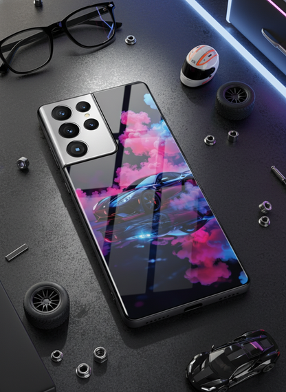 Smoke Racer Premium Glass Back Cover For Galaxy S, A, M & F Series