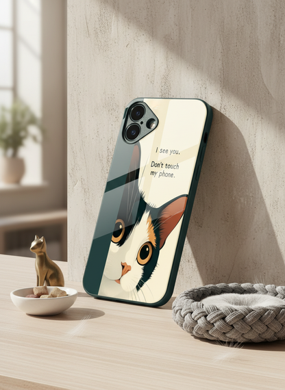 Sassy Cat Premium Glass Back Cover For iPhone 11-17 Models