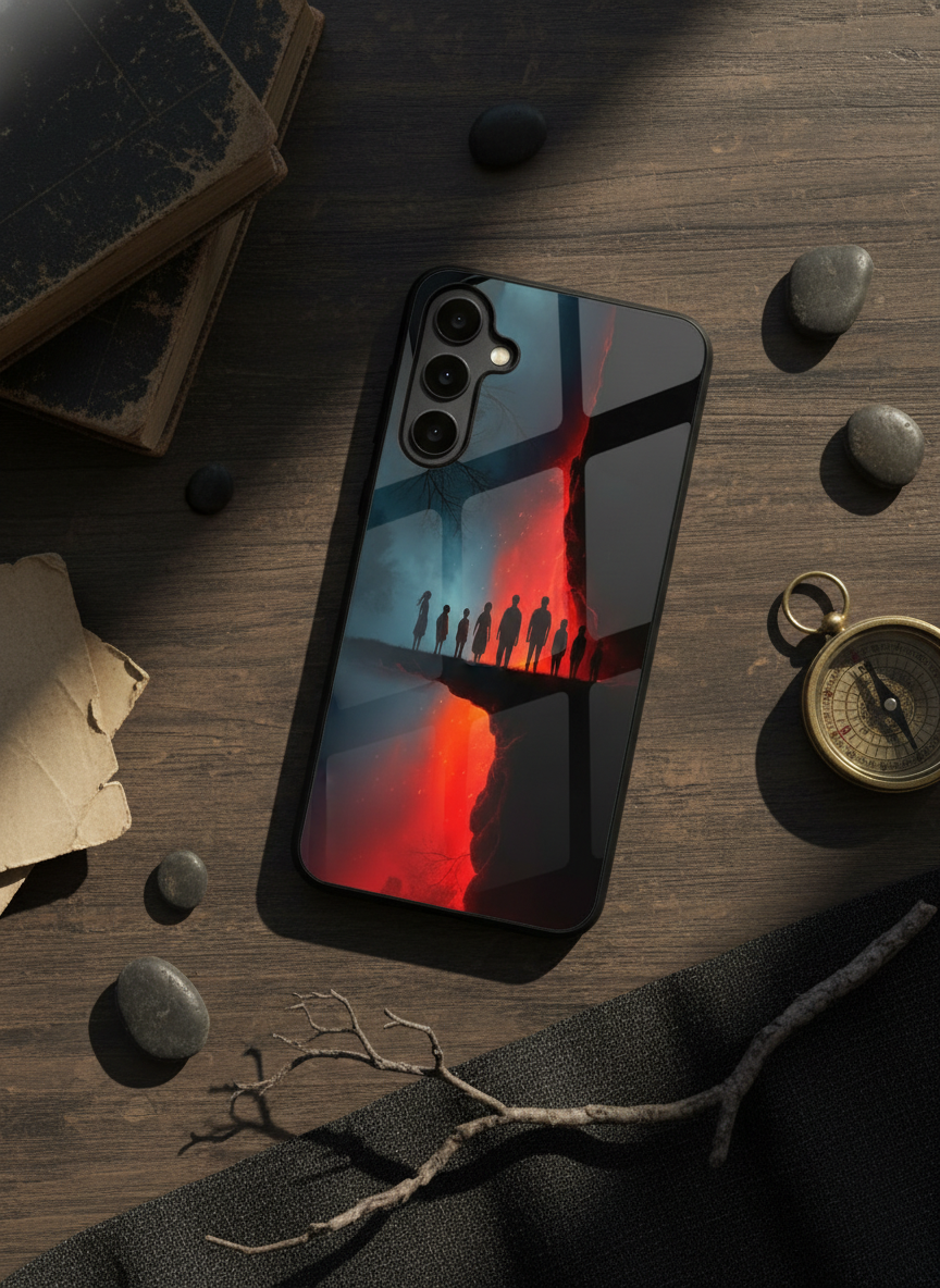 STRANGER THINGS- Parallel Edge Premium Glass Back Cover For Galaxy S, A, M & F Series