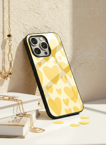 Golden Glow Premium Glass Back Cover For iPhone 11-17 Models