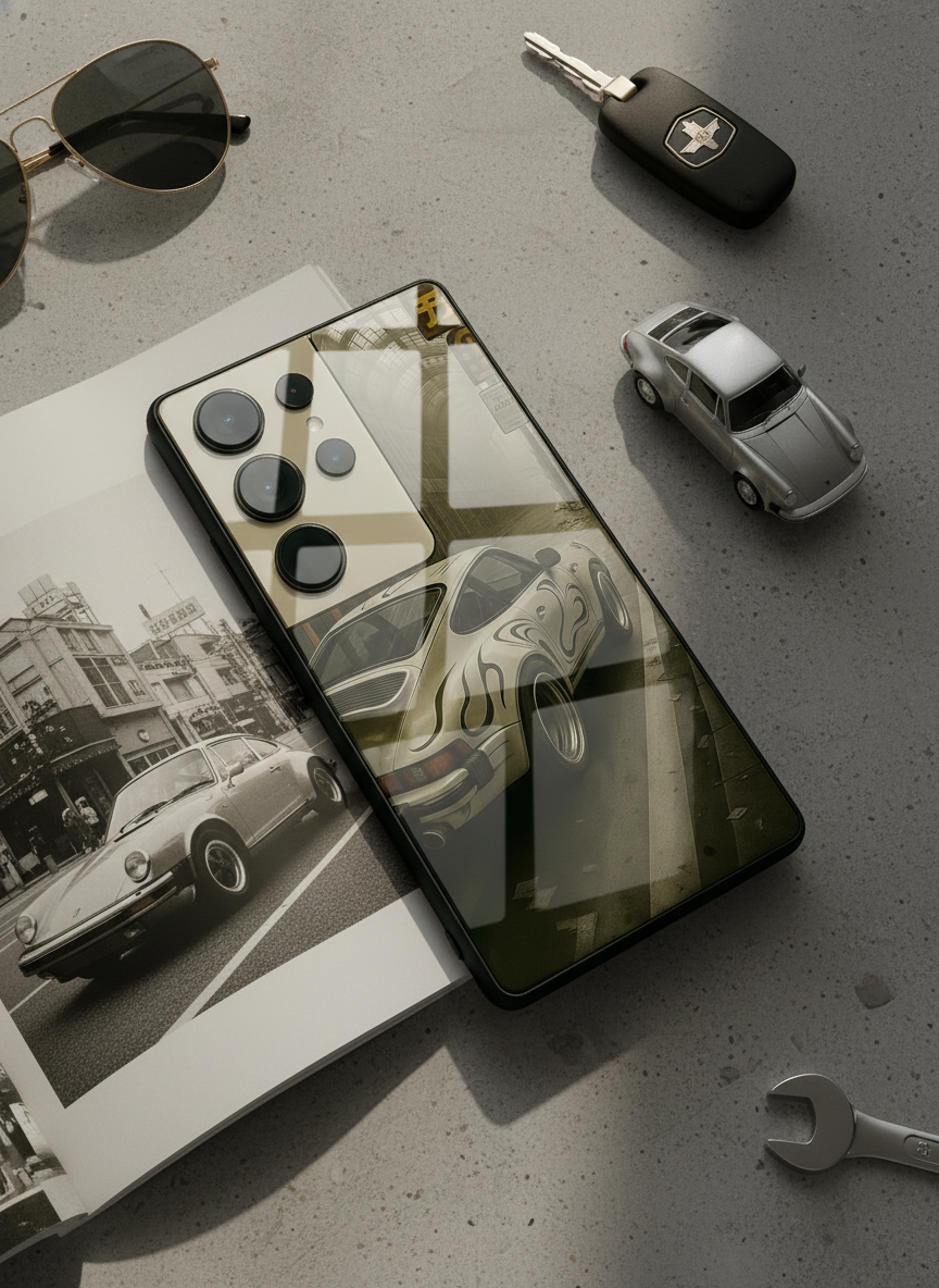 Urban Racer Premium Glass Back Cover For Galaxy S, A, M & F Series
