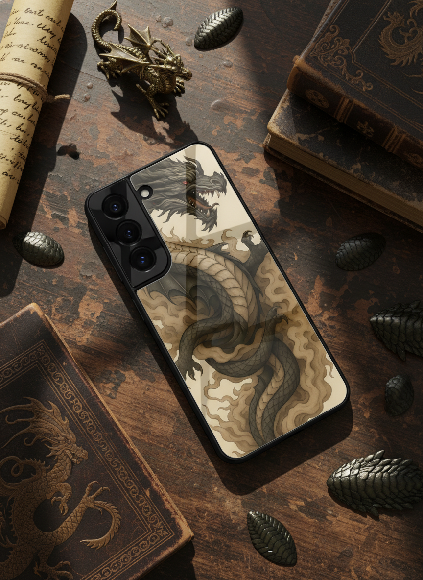 Dragon Premium Glass Back Cover For Galaxy S, A, M & F Series