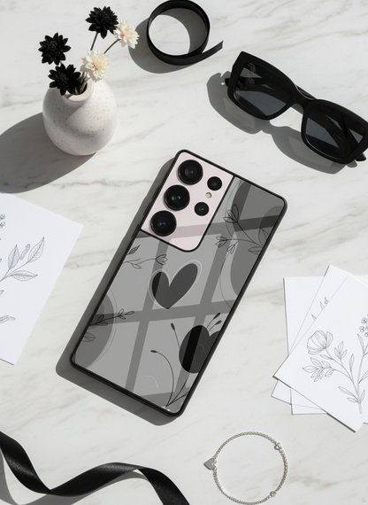 Muted Heart Premium Glass Back Cover For Galaxy S, A, M & F Series