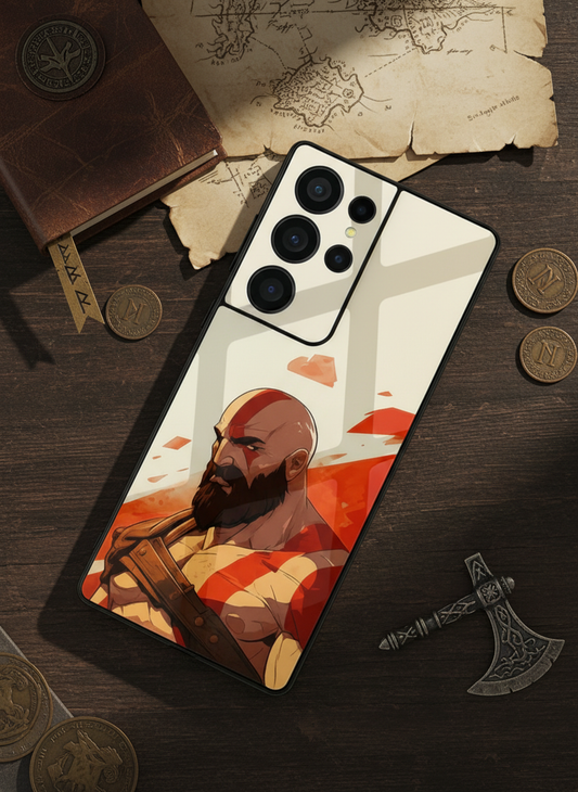 I am Kratos Premium Glass Back Cover For Galaxy S, A, M & F Series