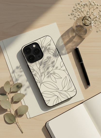 The Petal Sketch Premium Glass Back Cover For iPhone 11-17 Models