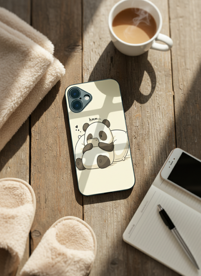Hmm Panda Premium Glass Back Cover For iPhone 11-17 Models